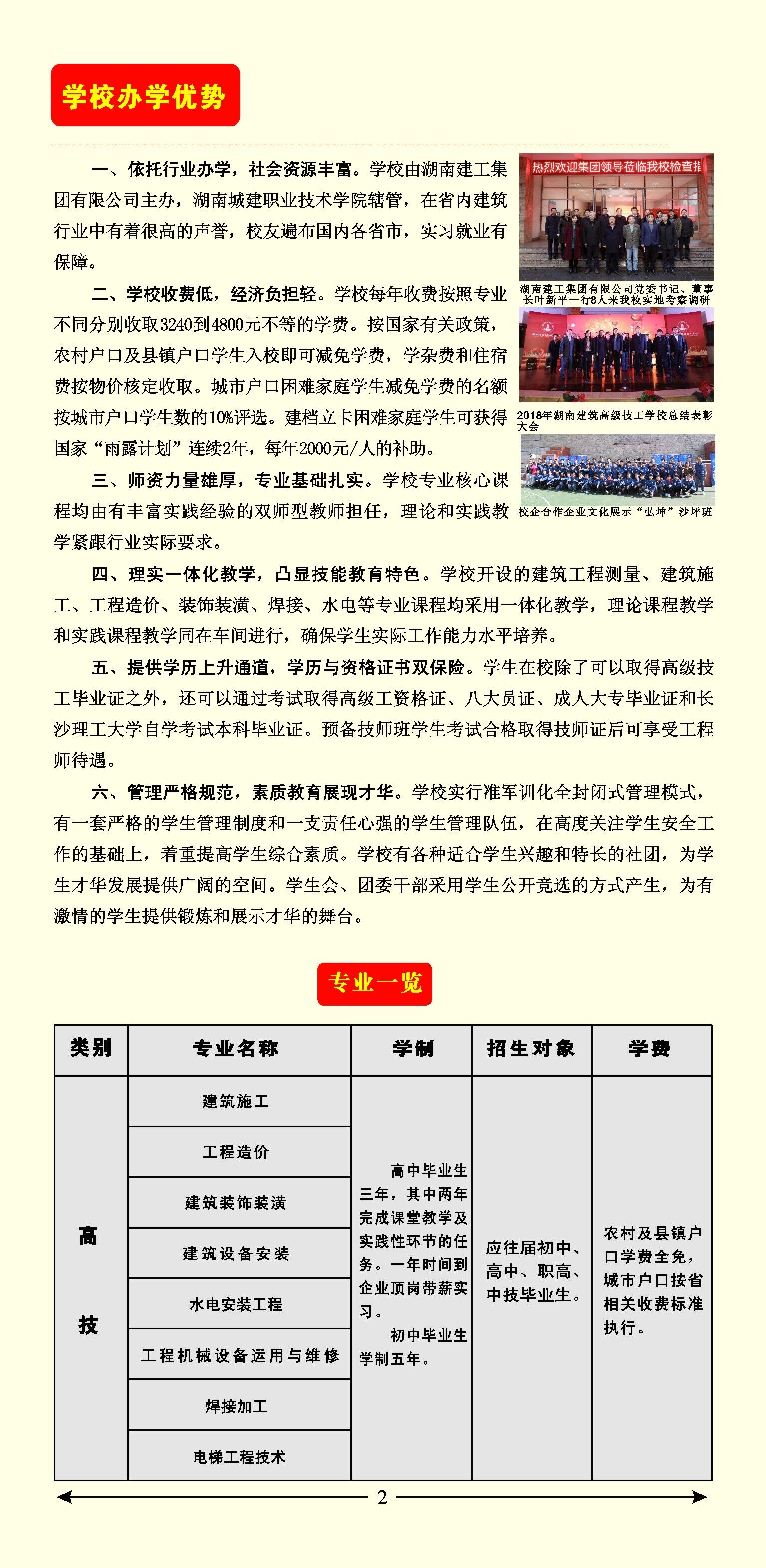  湖南建筑高级技工学校2019年招生简章 